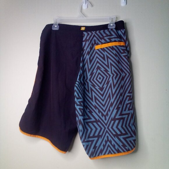 Society Of The Sun Swim Trunks Men 32 Board Shorts Brown Orange Blue - Picture 11 of 15